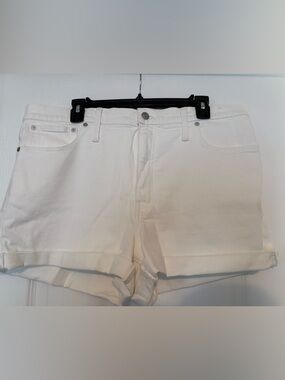 Madewell White High-Rise Denim Shorts
